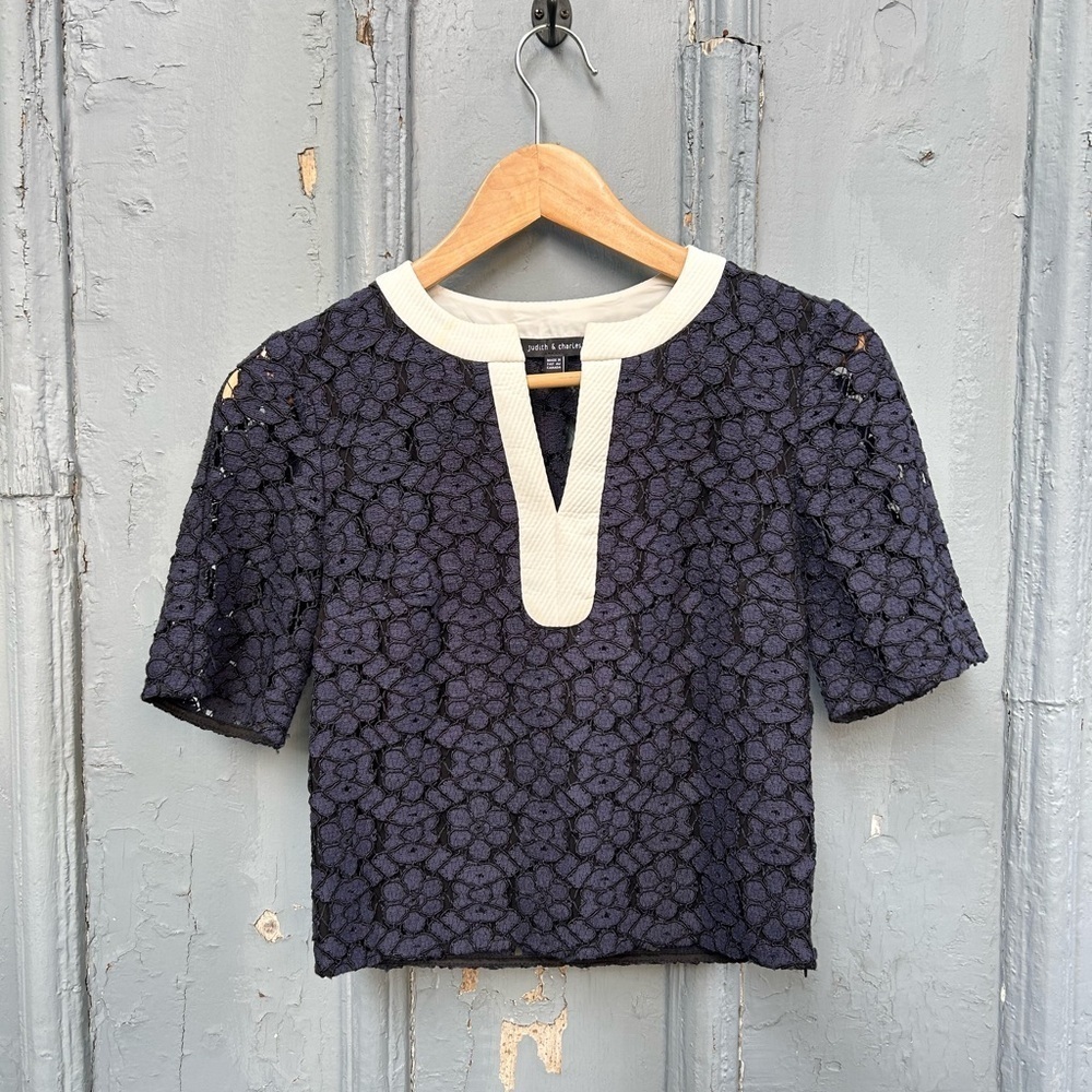 Judith & Charles Lace overlay Blouse, Size 0